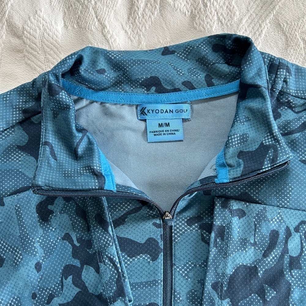 Kyodan Golf Shirt performance Long Sleeve Pullover 1/4 Zip Camo Blue